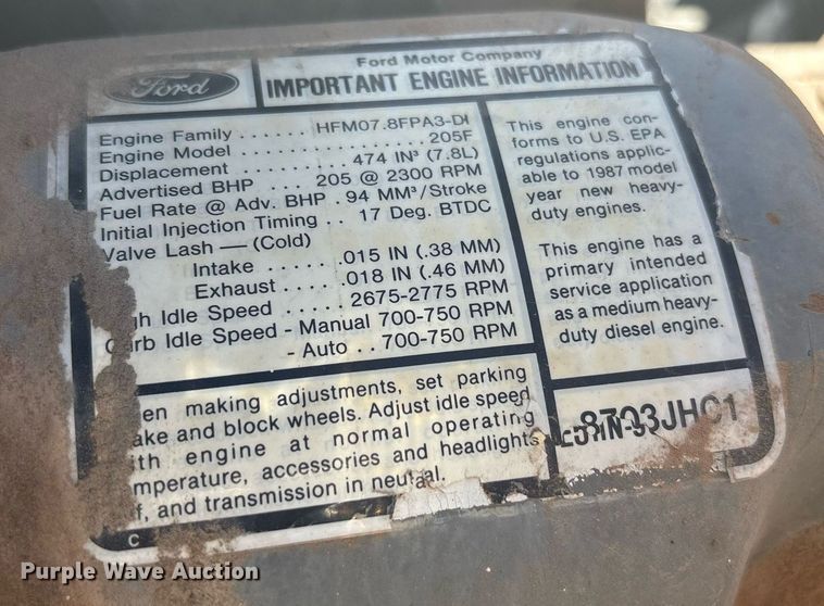 image for item EF3031 1987 Ford L8000 semi truck