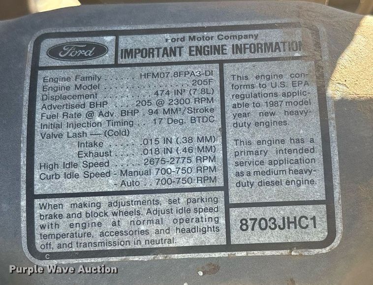 image for item EF3033 1987 Ford L8000 semi truck