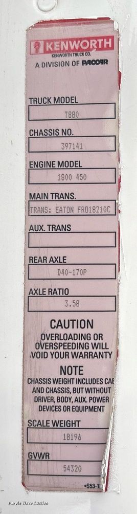 image for item EF3098 2020 Kenworth T880 semi truck