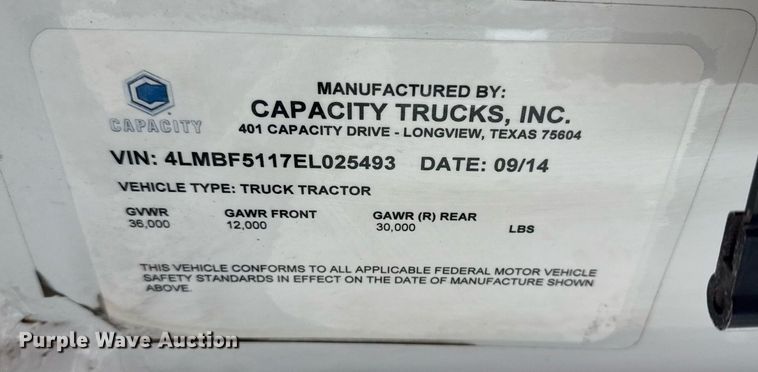 image for item EG5786 2014 Capacity Trucks TJ5000 yard truck