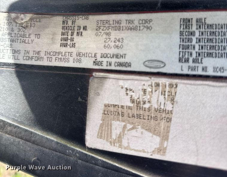 image for item EG6411 1999 Sterling M8500 dump truck