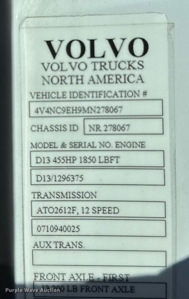 image for item EG6436 2021 Volvo VNL semi truck