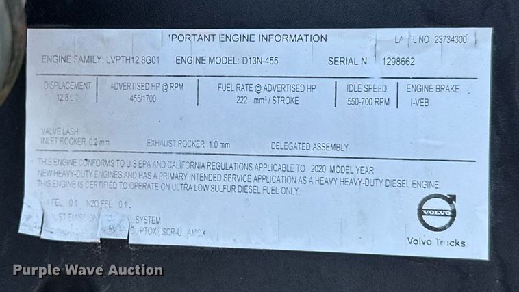 image for item EG6437 2021 Volvo VNL semi truck