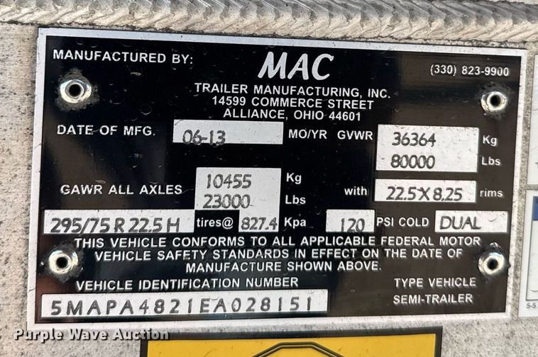 image for item EG6440 2014 Mac flatbed trailer