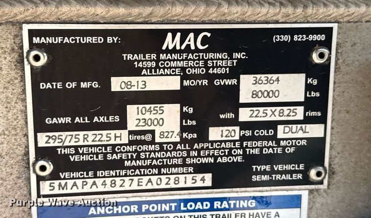 image for item EG6441 2014 Mac flatbed trailer