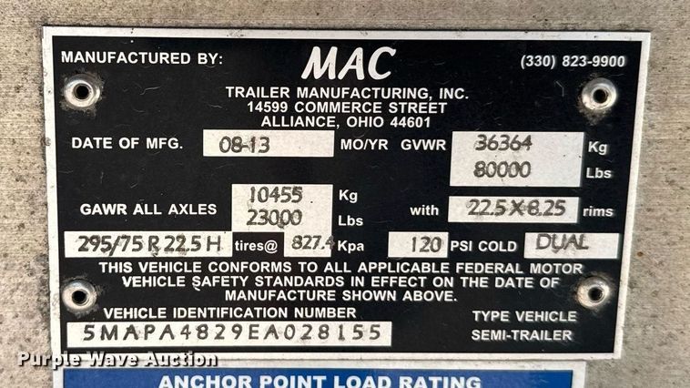 image for item EG6442 2014 Mac flatbed trailer