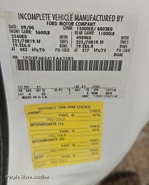 image for item EI8965 2001 Ford F450 Super Duty utility / service truck