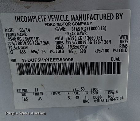 image for item EI8966 2014 Ford F550 Super Duty utility / service truck