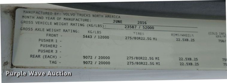 image for item EJ7479 2017 Volvo VNL semi truck