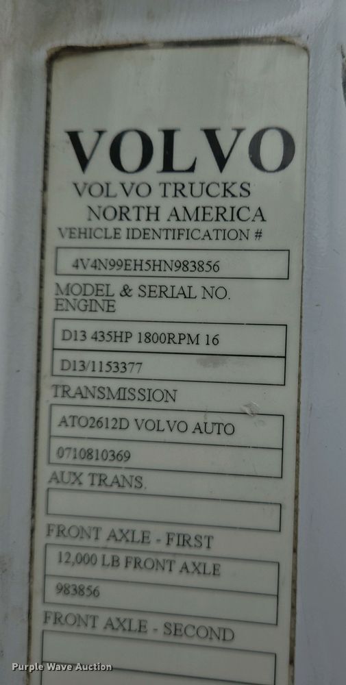 image for item EJ7481 2017 Volvo VNL semi truck