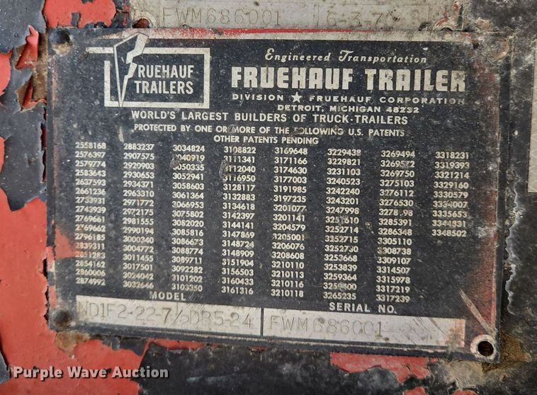 image for item EJ7518 1970 Fruehauf ND1F2-22-7 1/2DB5-24 end dump trailer