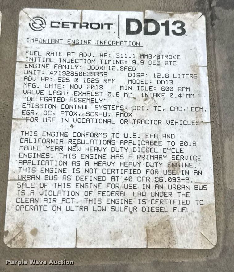 image for item EQ1420 2019 Western Star 4700SB semi truck