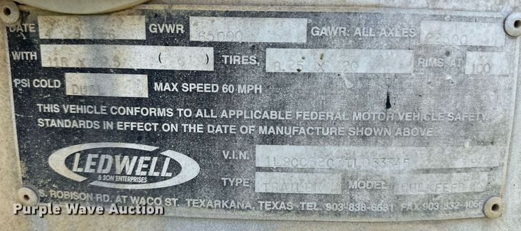 image for item EQ4658 1996 Ledwell Bulkfeed feed delivery trailer