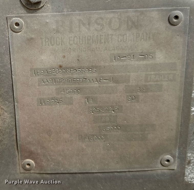 image for item EQ4686 2006 Pinson AA9ID288FFD7AAAP-U feed delivery trailer