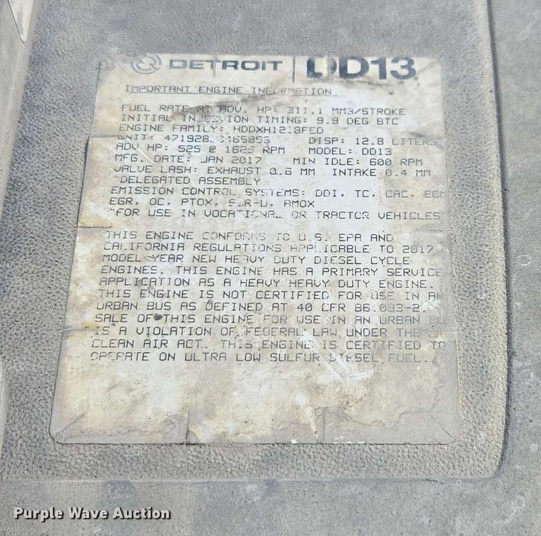 image for item FB9386 2018 Freightliner Cascadia125 semi truck