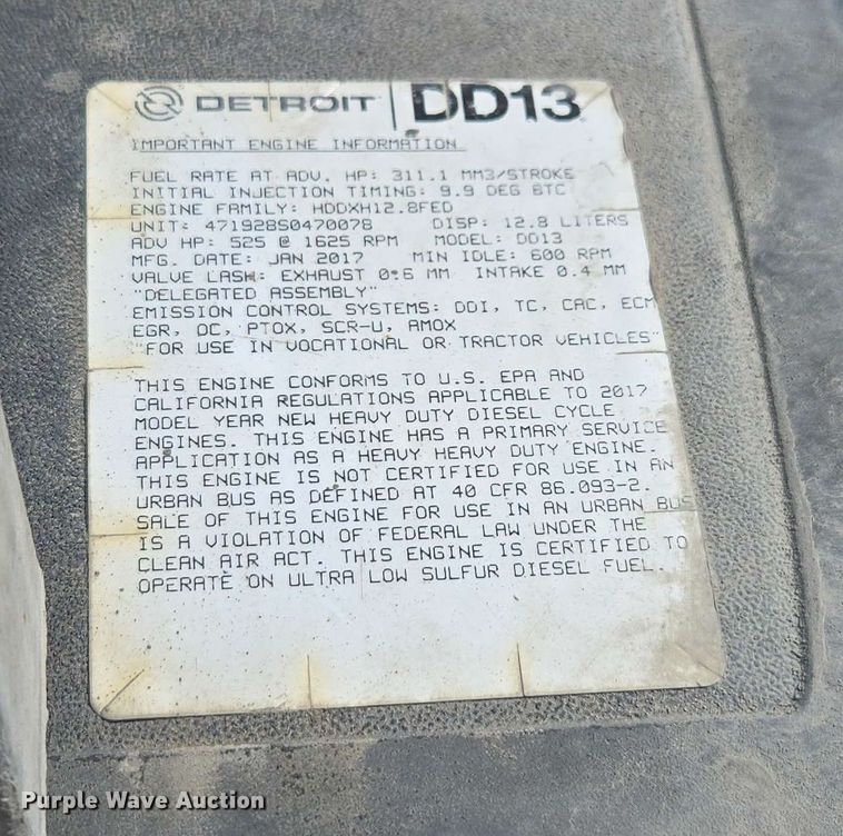 image for item FB9387 2018 Freightliner Cascadia 125 semi truck