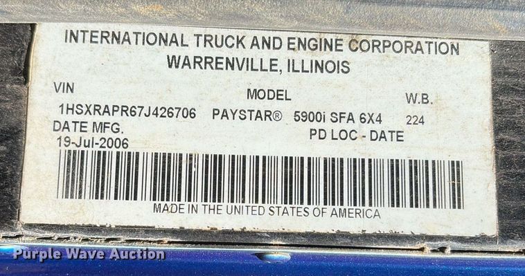 image for item OB9673 2007 International 5900i SFA winch truck