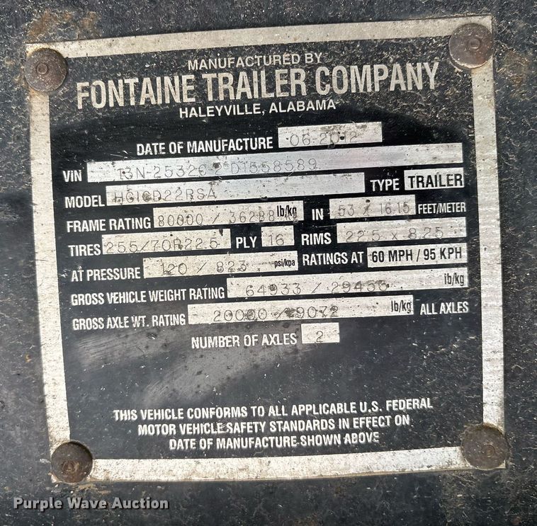 image for item OB9680 2013 Fontaine HG1CD22RSA drop deck trailer