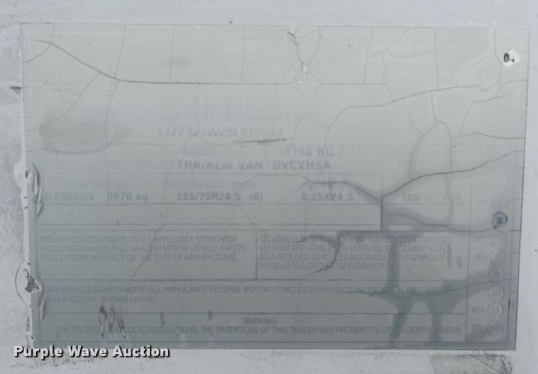 image for item OM9224 2005 Wabash dry van trailer