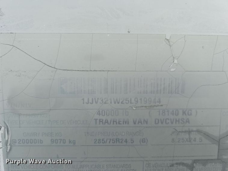 image for item OM9224 2005 Wabash dry van trailer