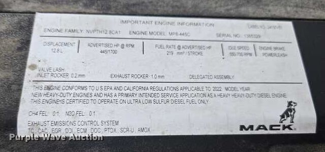 image for item YA0365 2023 Mack Anthem semi truck