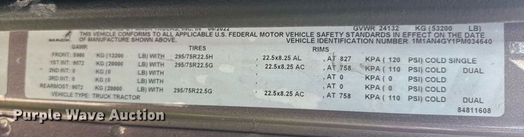 image for item YA0365 2023 Mack Anthem semi truck