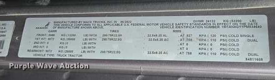 image for item YA0365 2023 Mack Anthem semi truck