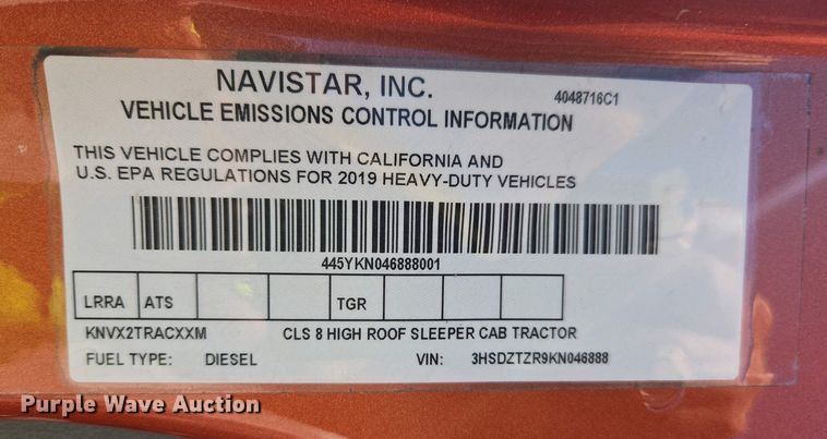 image for item YA0453 2019 International LT625 semi truck