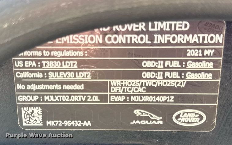 image for item DH9944 2021 Land Rover Range Rover Evoque SUV