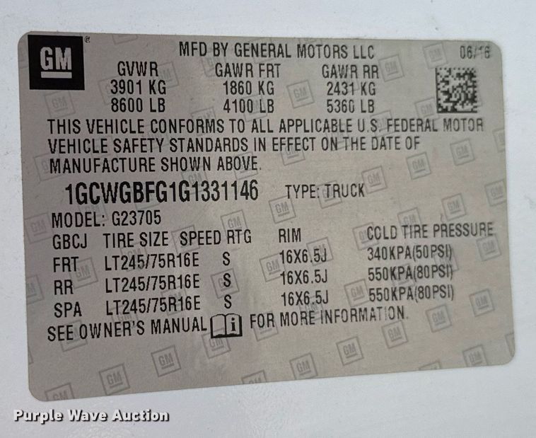 image for item DO0956 2016 Chevrolet Express G2500 van