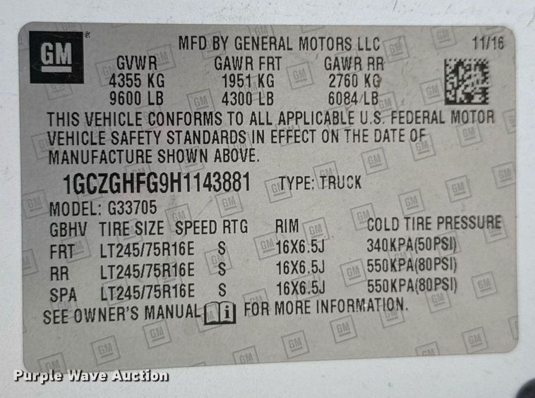 image for item DO0957 2017 Chevrolet Express 3500 van