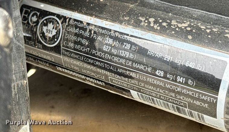 image for item DO0973 2015 Can-Am Spyder F3 SE6 motorcycle