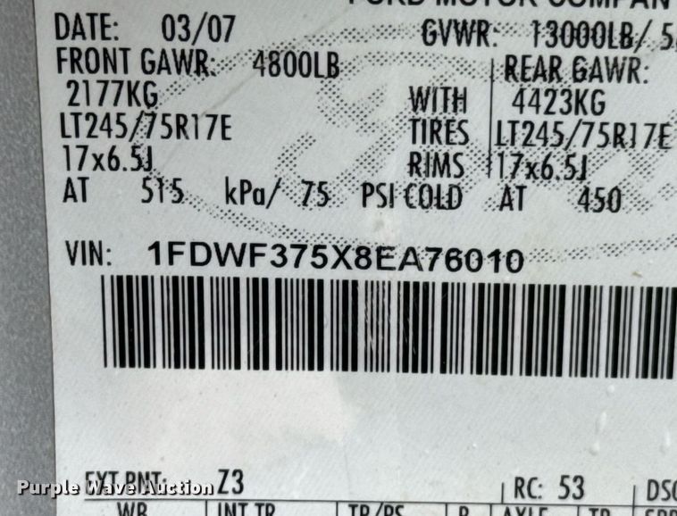 image for item DO0987 2008 Ford F350 Super Duty XL bale bed pickup truck