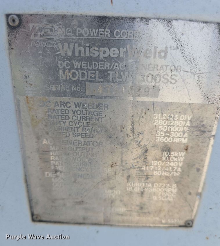 image for item DO7940 MQ Whisperweld TLW300SS welder/generator