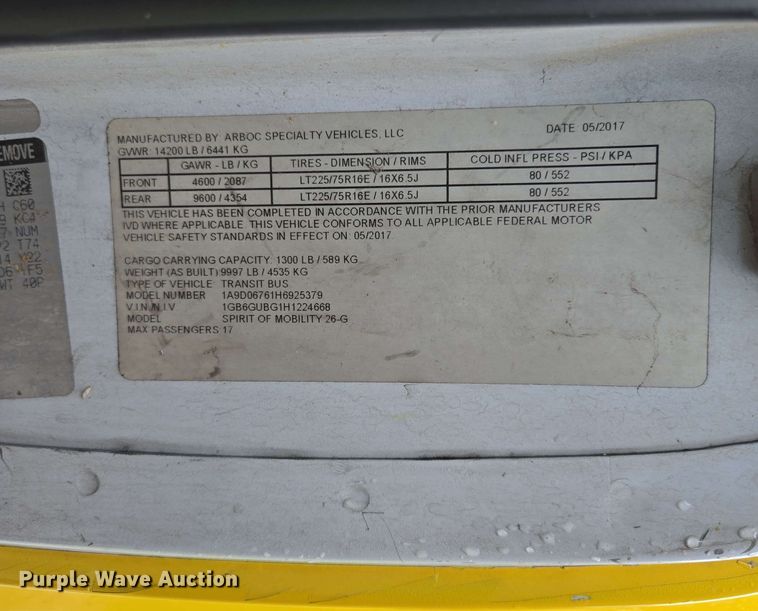 image for item DP6368 2017 Chevrolet Express G4500 shuttle bus