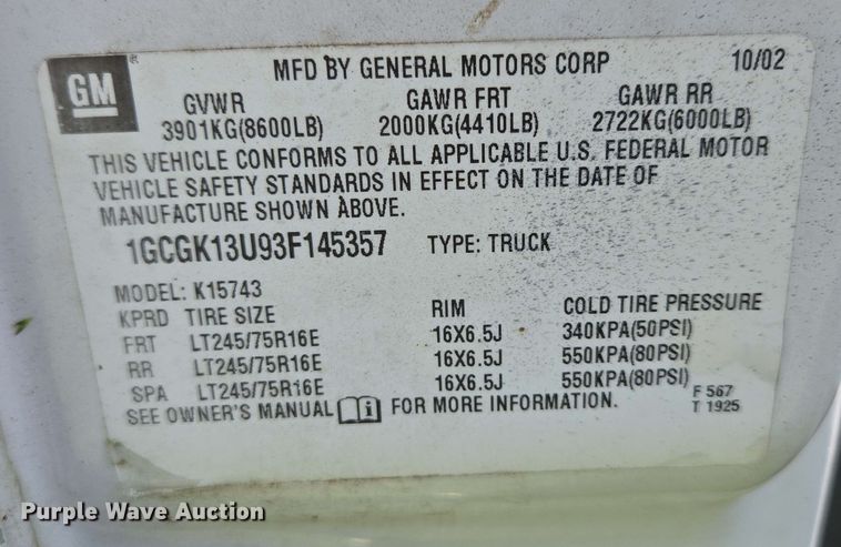 image for item DP6379 2003 Chevrolet Silverado 1500HD Crew Cab pickup truck