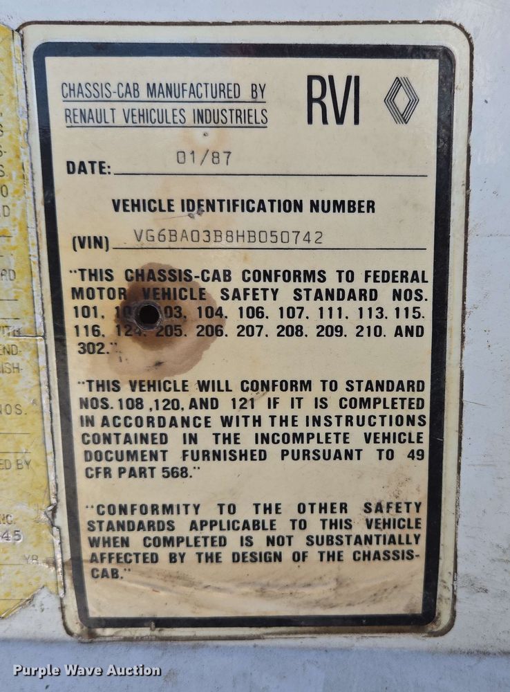 image for item DP6381 1987 Mack CS300P bucket truck