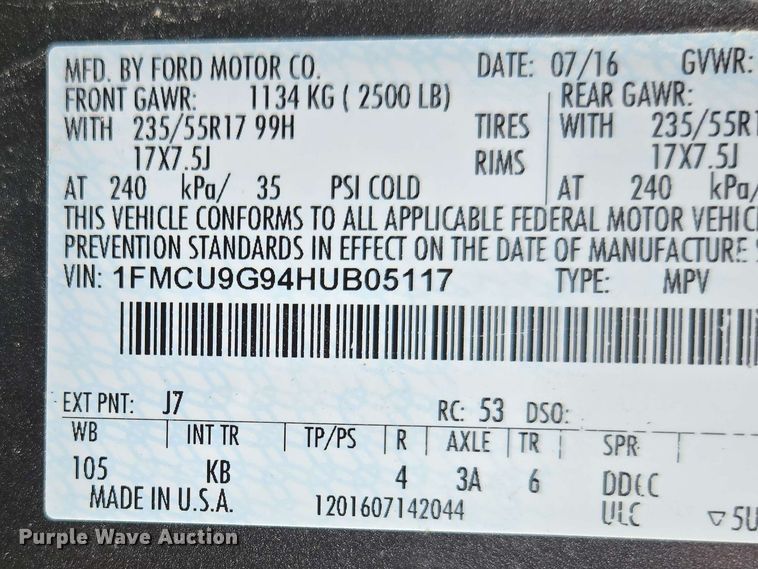 image for item DP6404 2017 Ford Escape SE SUV