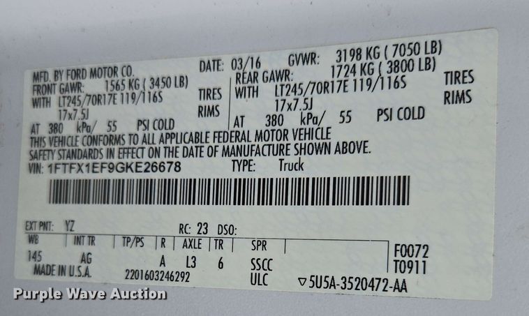 image for item DP6407 2016 Ford F150 SuperCab pickup truck