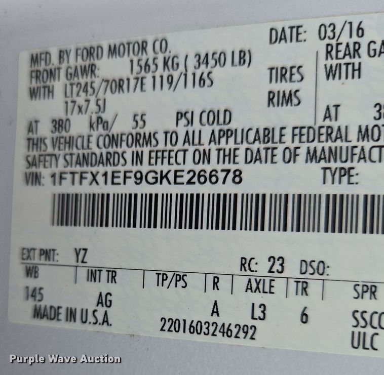 image for item DP6407 2016 Ford F150 SuperCab pickup truck