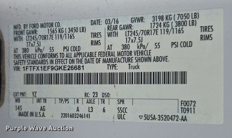 image for item DP6410 2016 Ford F150 XL SuperCab pickup truck