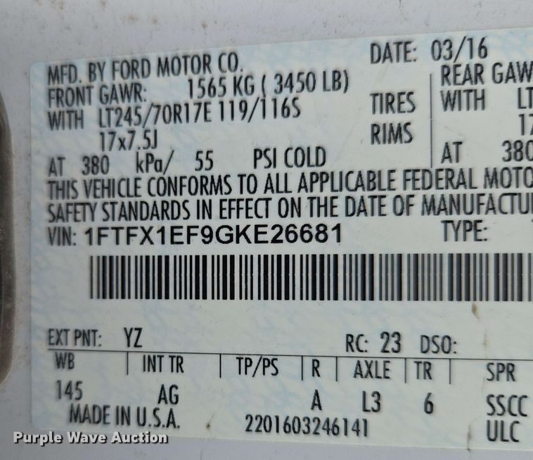 image for item DP6410 2016 Ford F150 XL SuperCab pickup truck