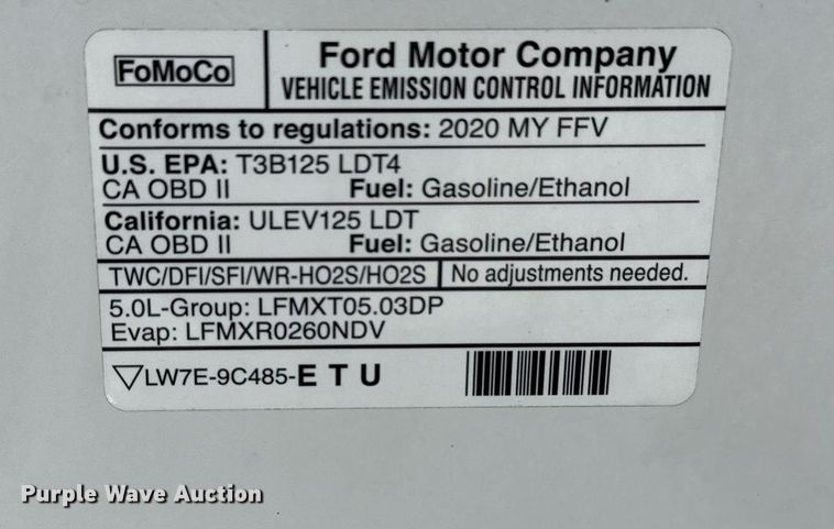 image for item DS3701 2020 Ford F150 SuperCrew pickup truck