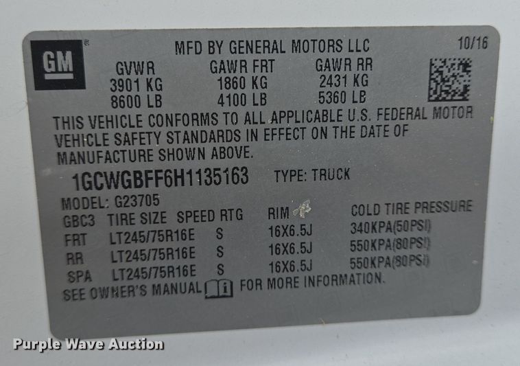 image for item DT4826 2017 Chevrolet Express 2500 van