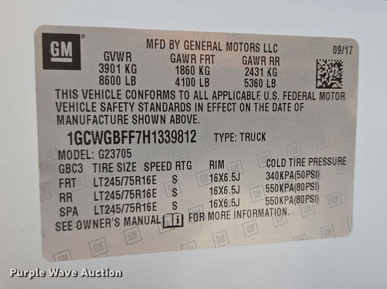 image for item DT4827 2017 Chevrolet Express 2500 van