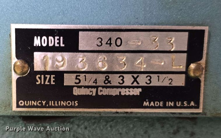 image for item DT6824 1980 Quincy 340-33 air compressor