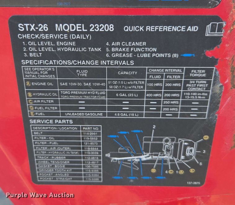image for item DU7753 Toro STX26 stump grinder
