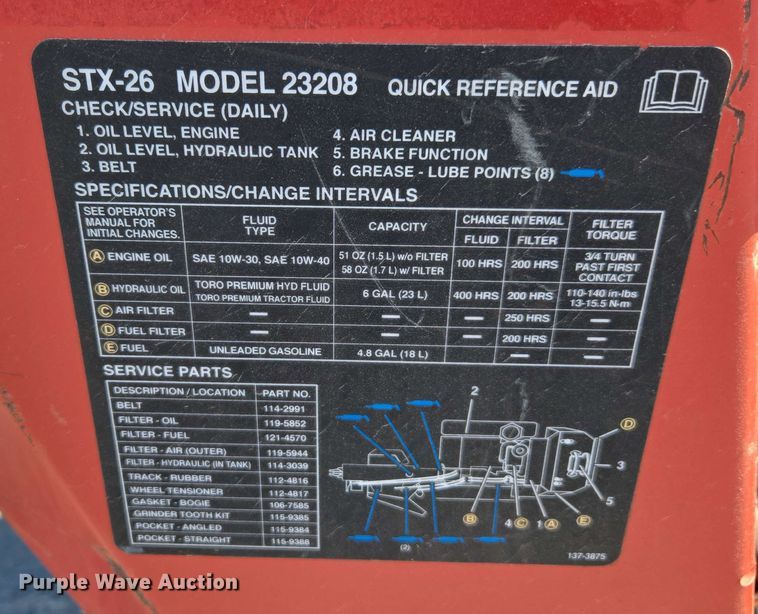 image for item DU7754 Toro STX26 stump grinder