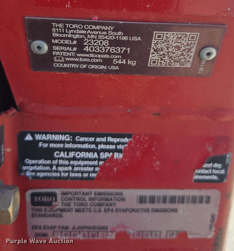 image for item DU7754 Toro STX26 stump grinder