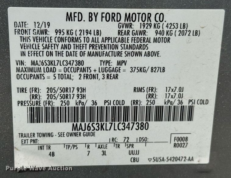 image for item DU9010 2020 Ford EcoSport Titanium SUV